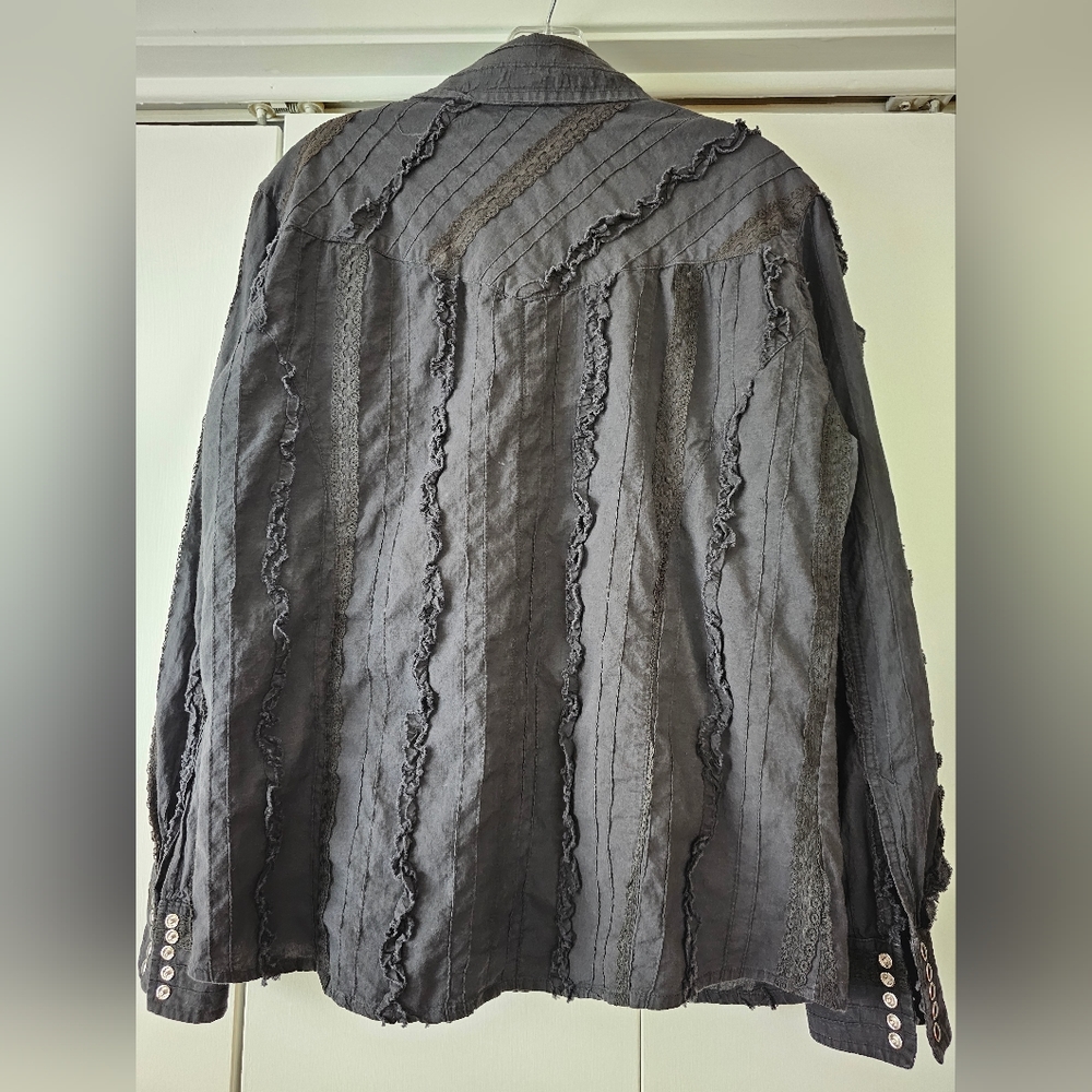 Scully Black Lace Button Down - image 6